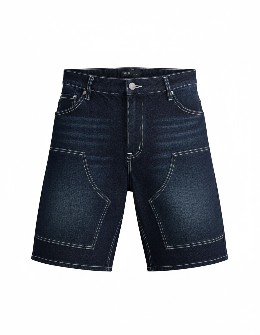 Short Bermuda Public Denim Bleu Brut Homme | Denim Premium Stretch