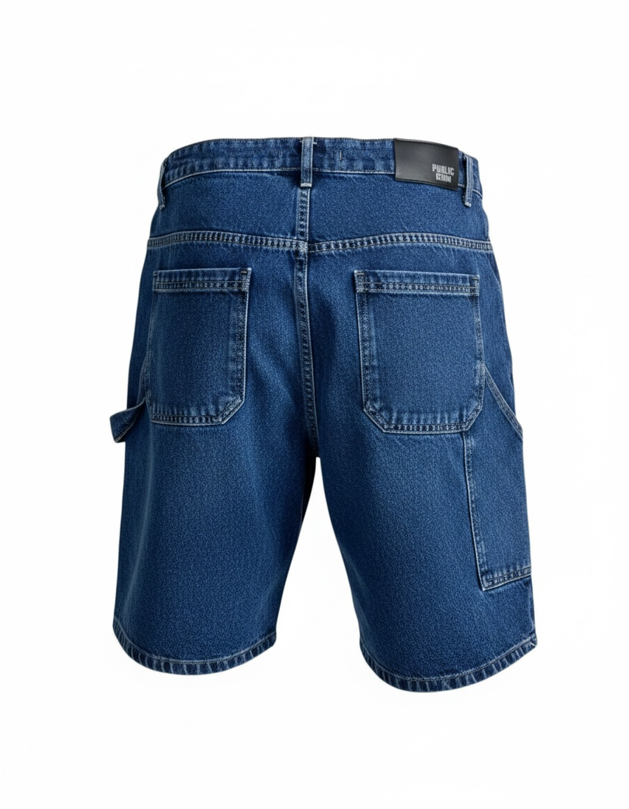 Short Bermuda Public Denim Bleu Indigo Homme | Denim Premium Stretch