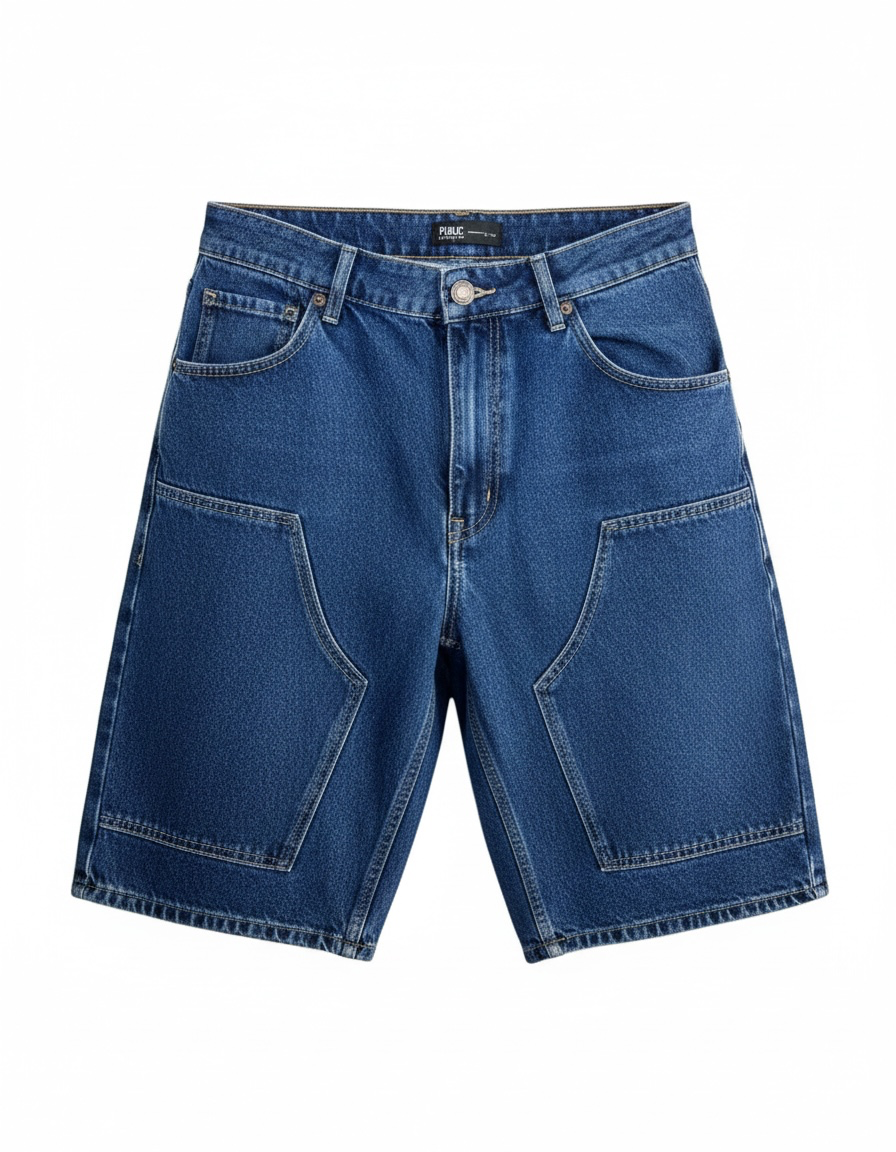 Short Bermuda Public Denim Bleu Indigo Homme | Denim Premium Stretch