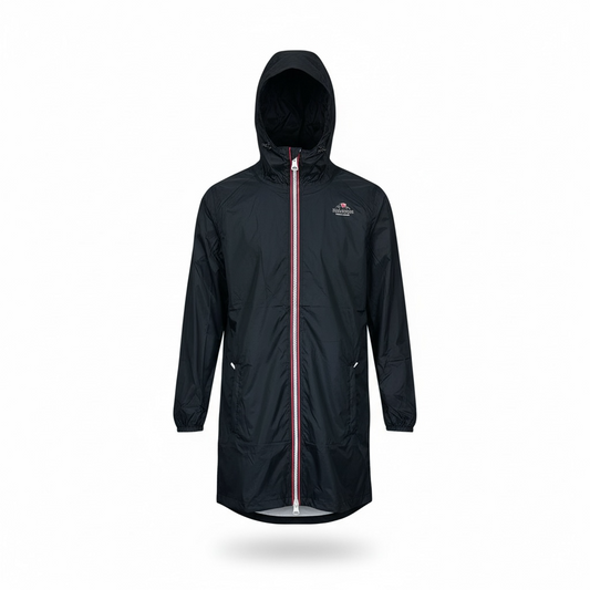 Veste Imperméable Longue Noir – Helvetica Passy (Coutures Thermo-Soudées)