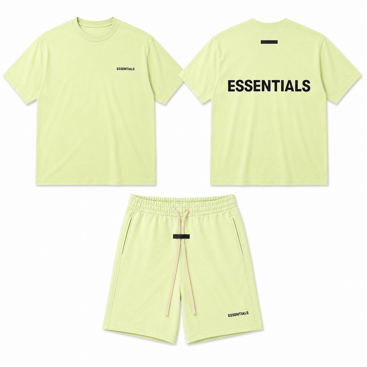 Ensemble ESSENTIALS Homme Lime Green/Vert Citron | T-Shirt Oversize + Short Premium