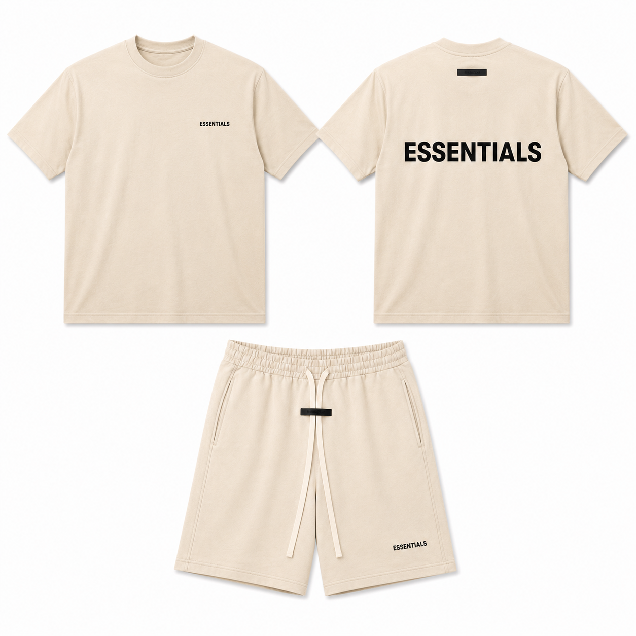 Ensemble ESSENTIALS Homme Beige Cream| T-Shirt Oversize + Short Premium