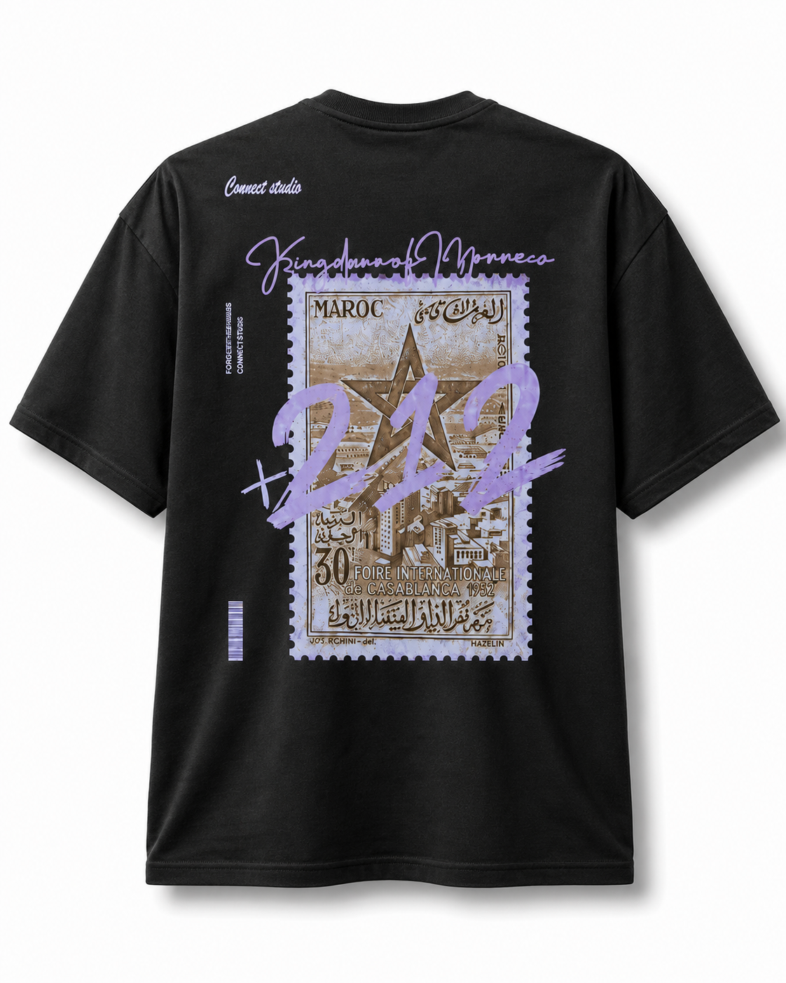 T-SHIRT KINGDOM OF MOROCCO – CONNECT STUDIOS PARIS | TIMBRE MAROC 212 CASABLANCA NOIR