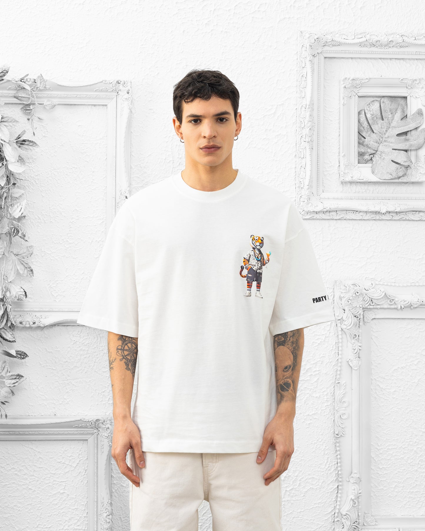 T-SHIRT ANIMAL PARTY, Spring/Summer, Tiger White 3D