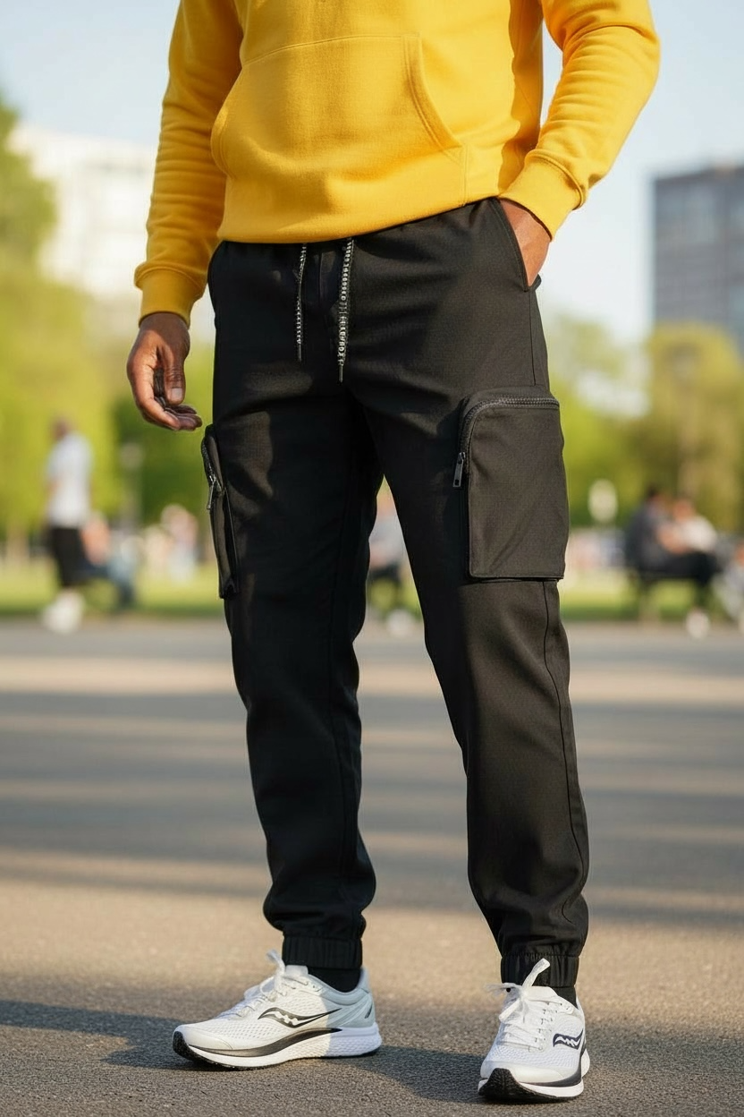 Bill Tornade Paris - Pantalon Cargo Jogger – Poches Zippées – Stretch - RÉF : 19960