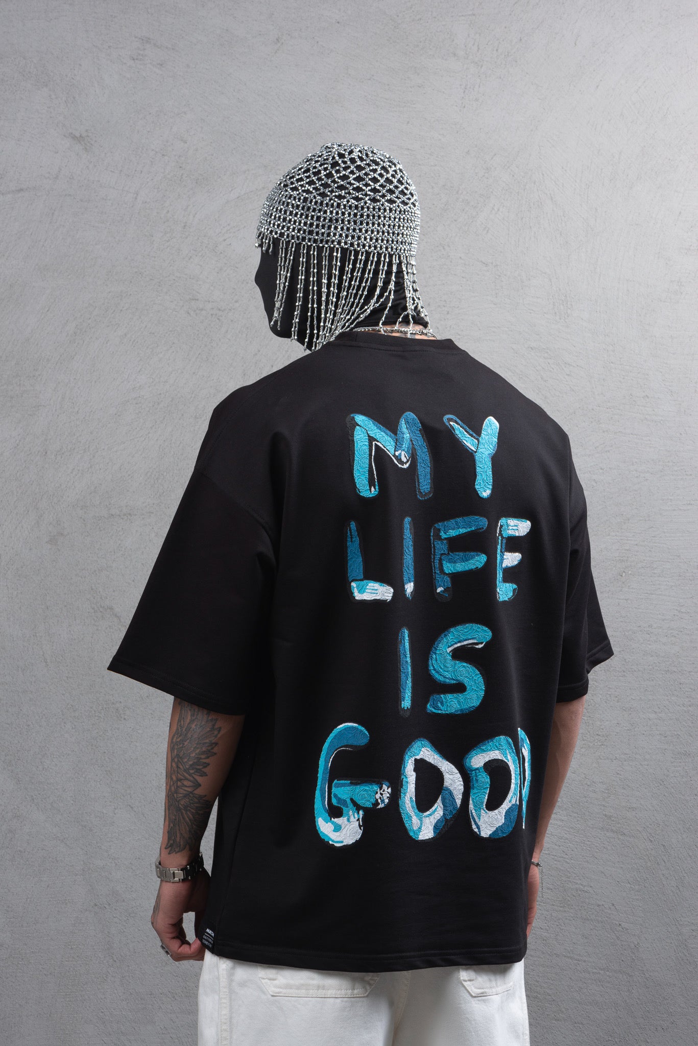 T-SHIRT OVERSIZE, My Life Is Good, Noir, Spring/Summer 25