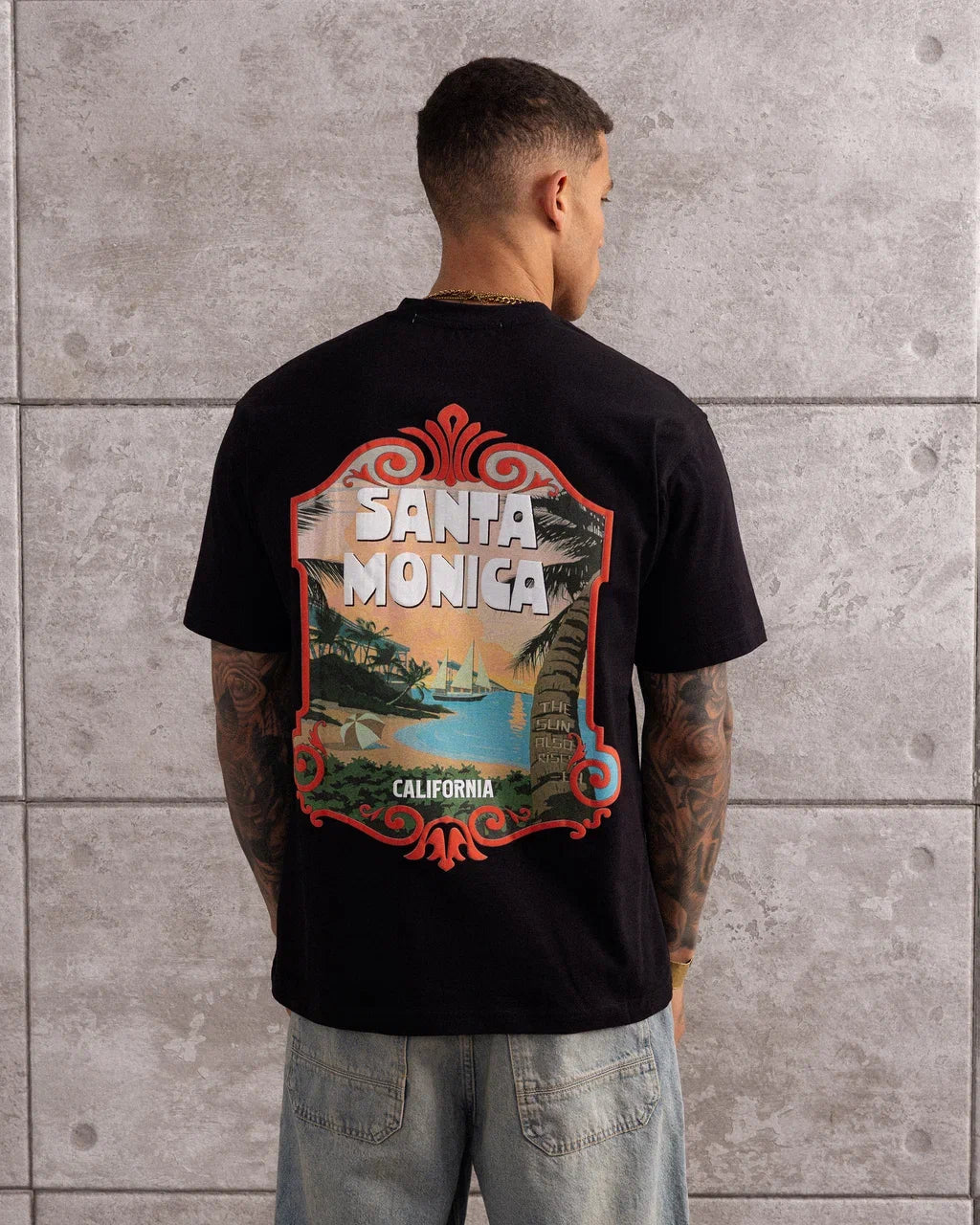 T-shirt SANTA MONICA – Noir | Vibes californiennes vintage