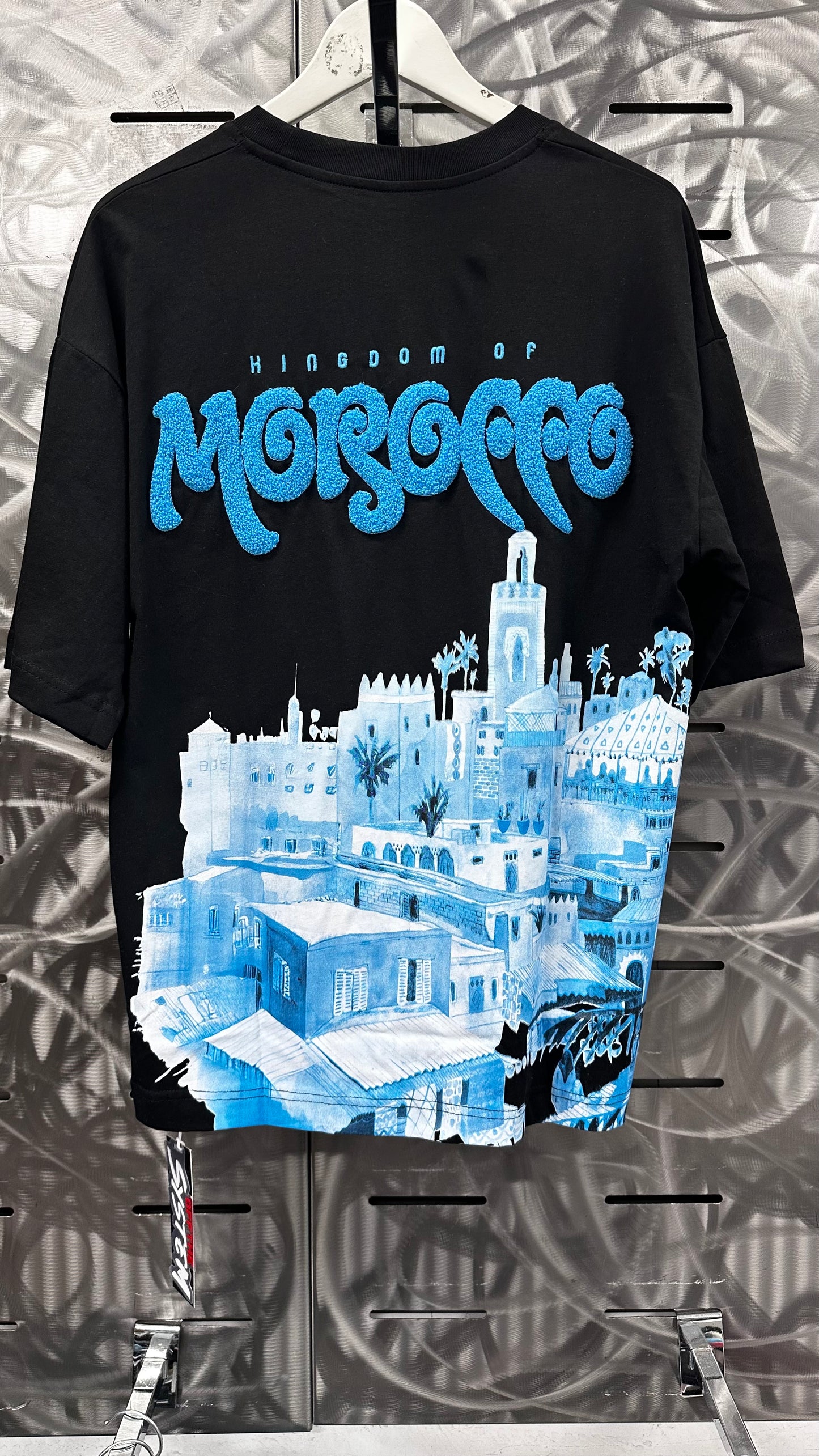 T-shirt "Kingdom of Morocco" – Noir Visuel Bleu