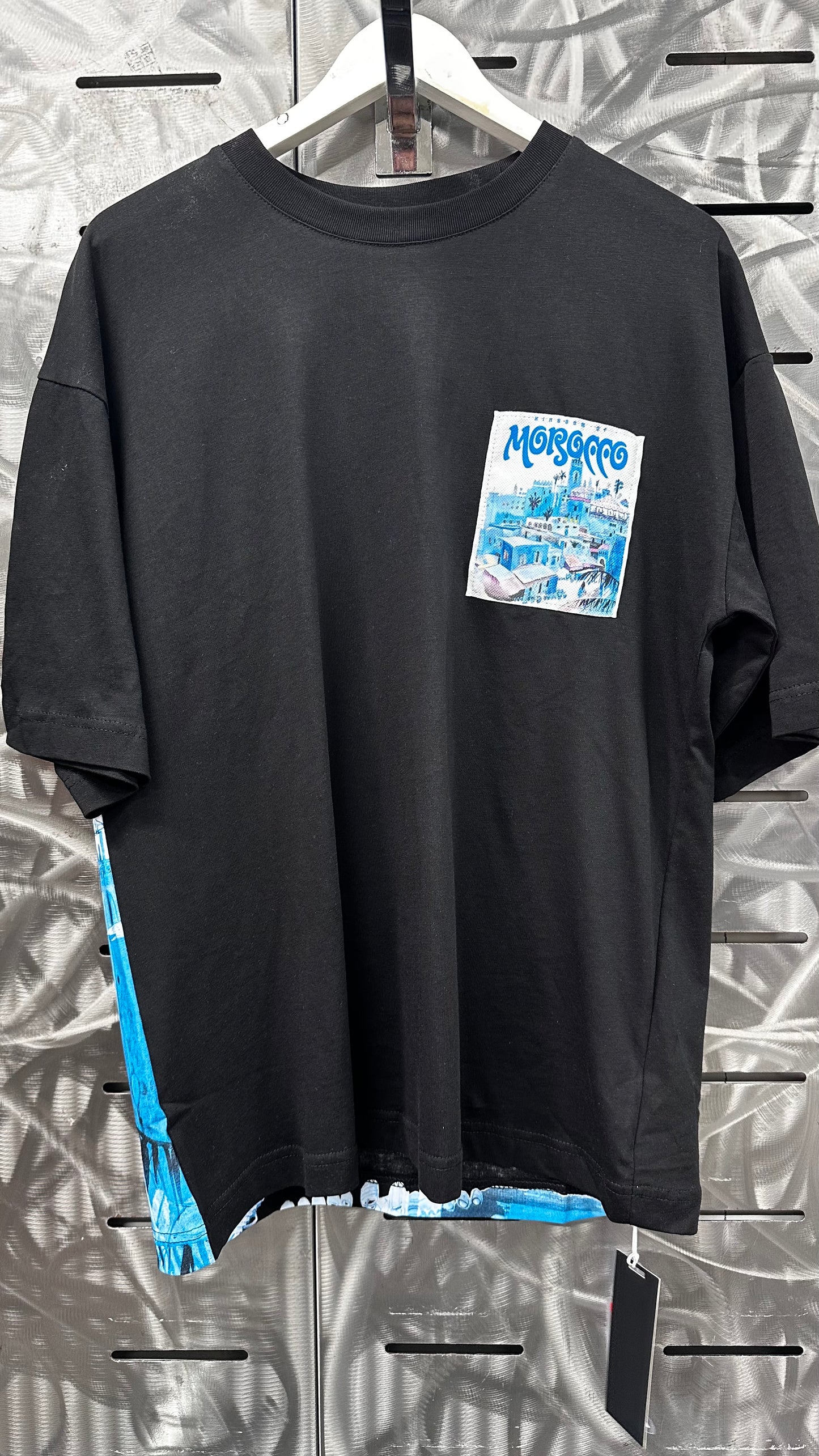 T-shirt "Kingdom of Morocco" – Noir Visuel Bleu