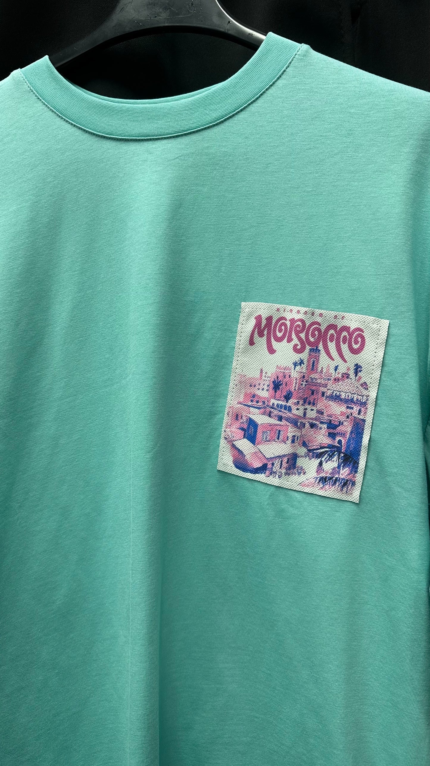 T-shirt "Kingdom of Morocco" – Vert d’eau & Visuel Rose
