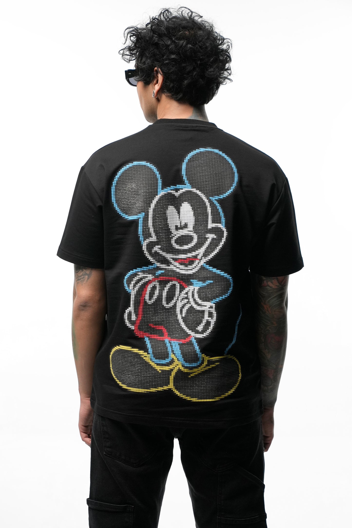 Riches Paris - T-shirt Mickey Pixel Oversize
 - Noir