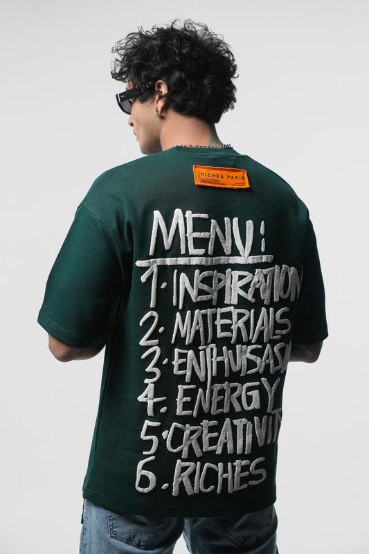 T-shirt Riches Paris – MENU Inspiration Brodé (Vert)