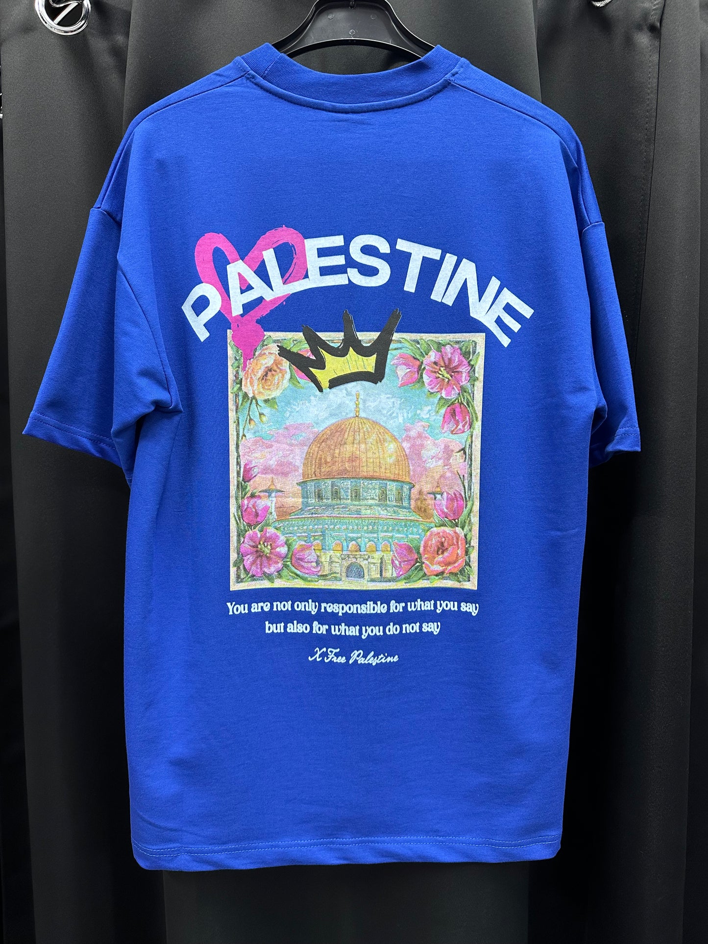 T-shirt PALESTINE COURONNE FREE - Bleu Roi