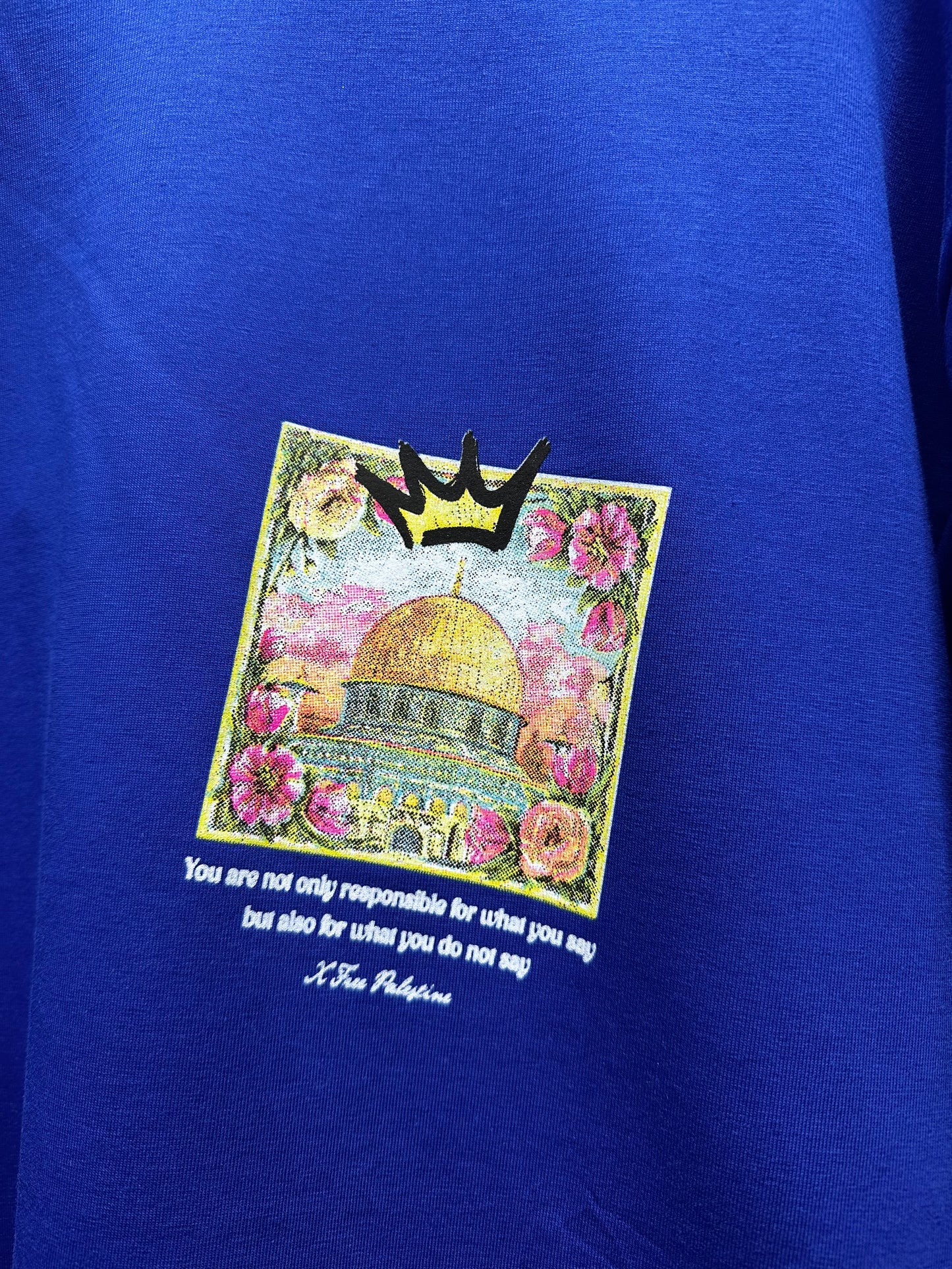 T-shirt PALESTINE COURONNE FREE - Bleu Roi