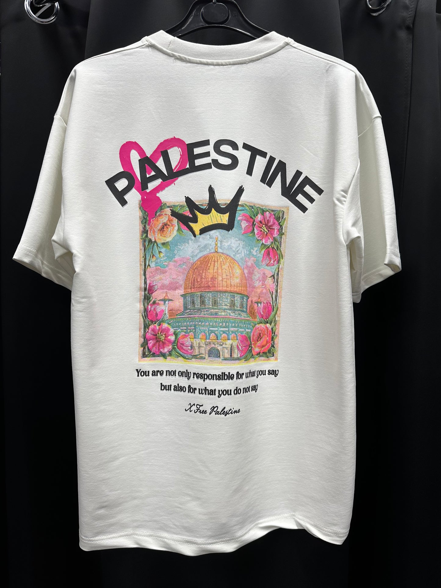 T-shirt PALESTINE COURONNE FREE - Blanc