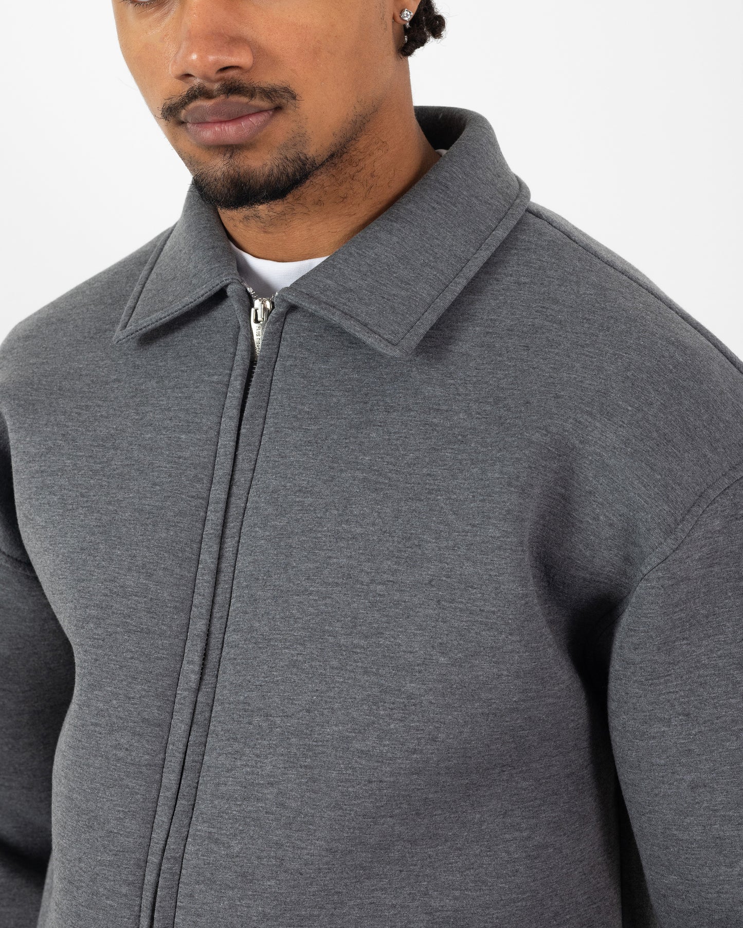 Ensemble Scuba Oversize – Veste Col Chemise + Jogging – Gris Foncé