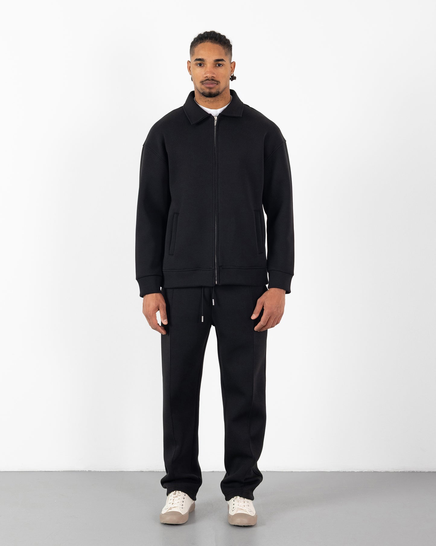 Ensemble Scuba Oversize – Veste Col Chemise + Jogging – Noir