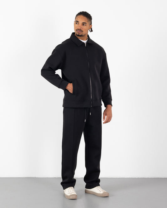Ensemble Scuba Oversize – Veste Col Chemise + Jogging – Noir