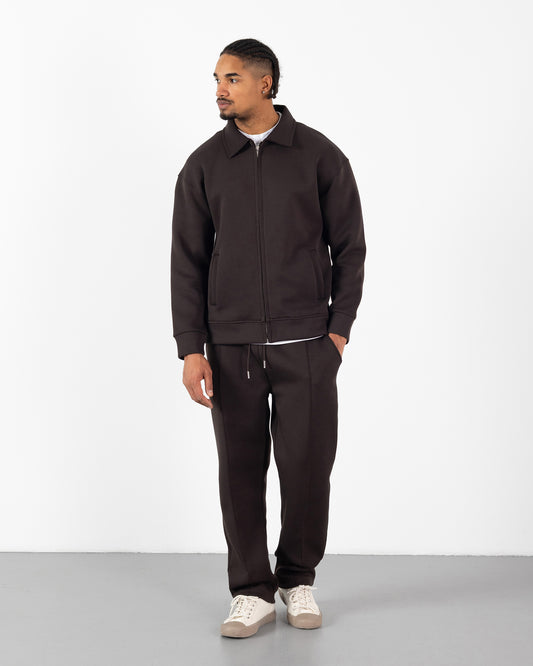 Ensemble Scuba Oversize – Veste Col Chemise + Jogging – Marron