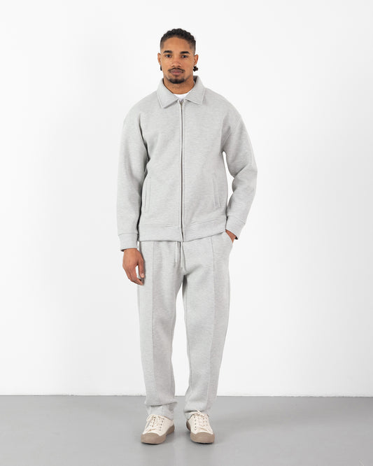 Ensemble Scuba Oversize – Veste Col Chemise + Jogging – Gris Clair