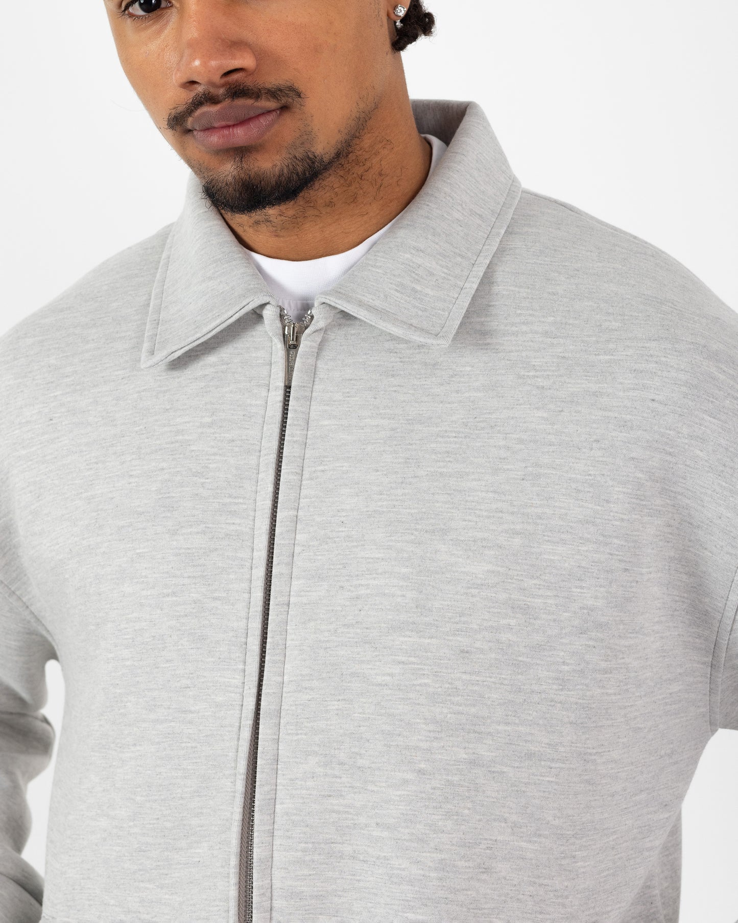 Ensemble Scuba Oversize – Veste Col Chemise + Jogging – Gris Clair