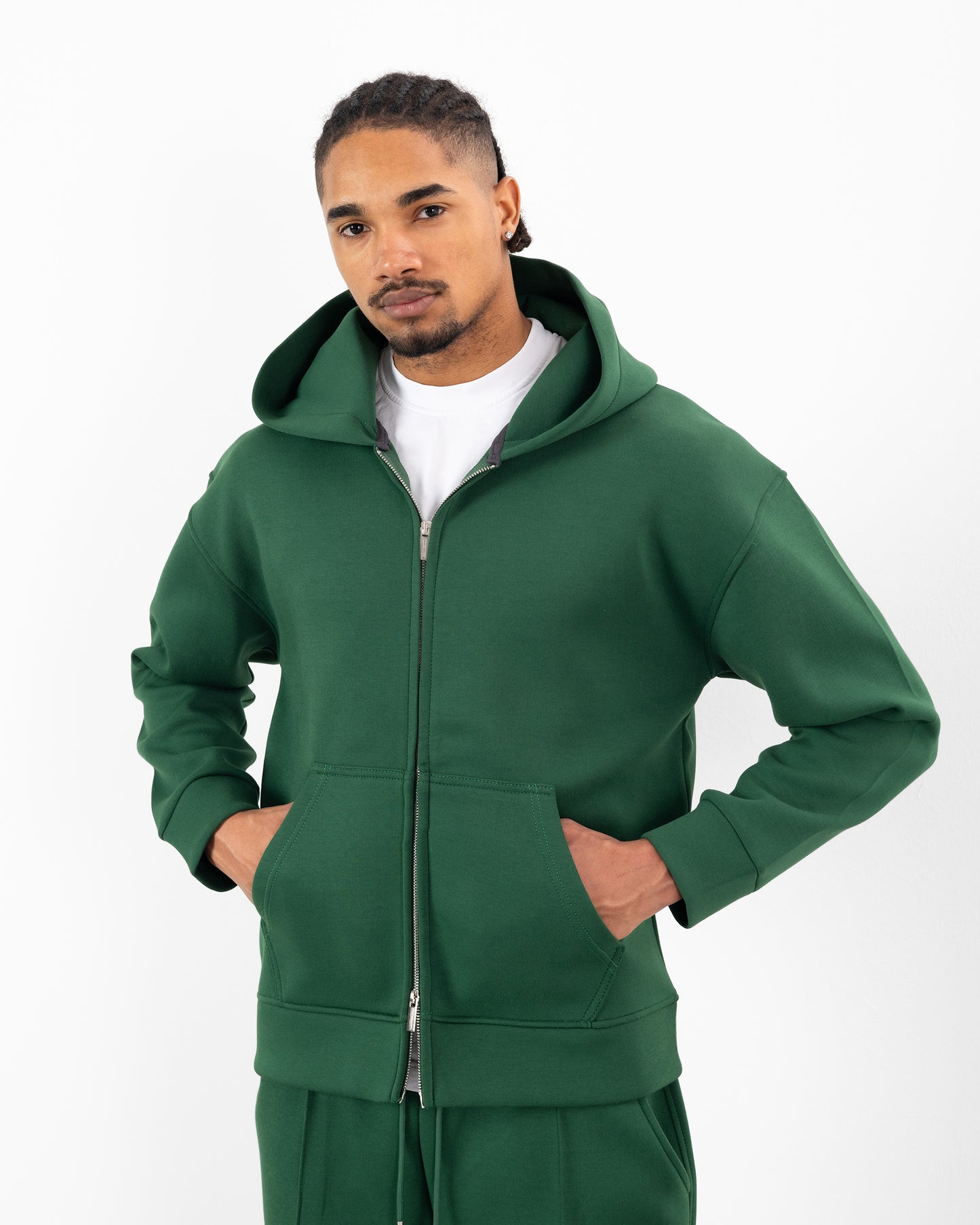 Ensemble Oversize SCUBA – Hoodie Zip + Jogging – Plus Eighteen - VERT BOUTEILLE