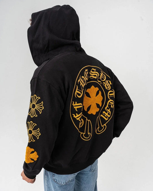 Hoodie Noir Brodé Gothique – Off The System