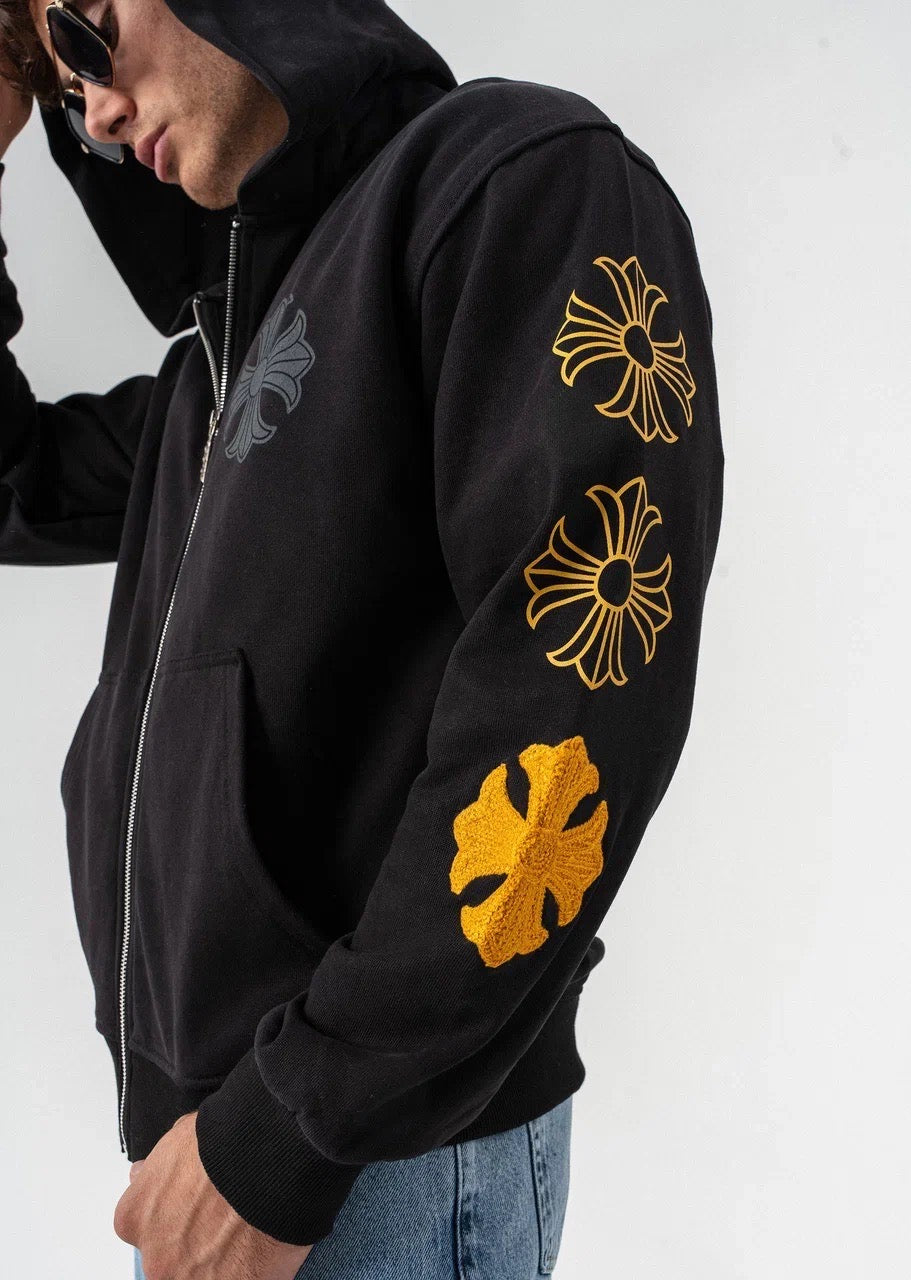 Hoodie Noir Brodé Gothique – Off The System