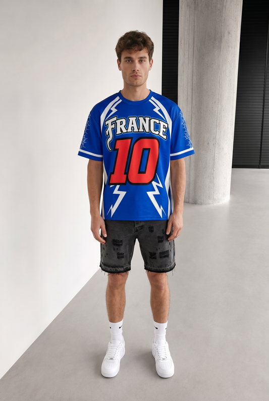 T-shirt France 10 – Maillot Streetwear Homme Bleu