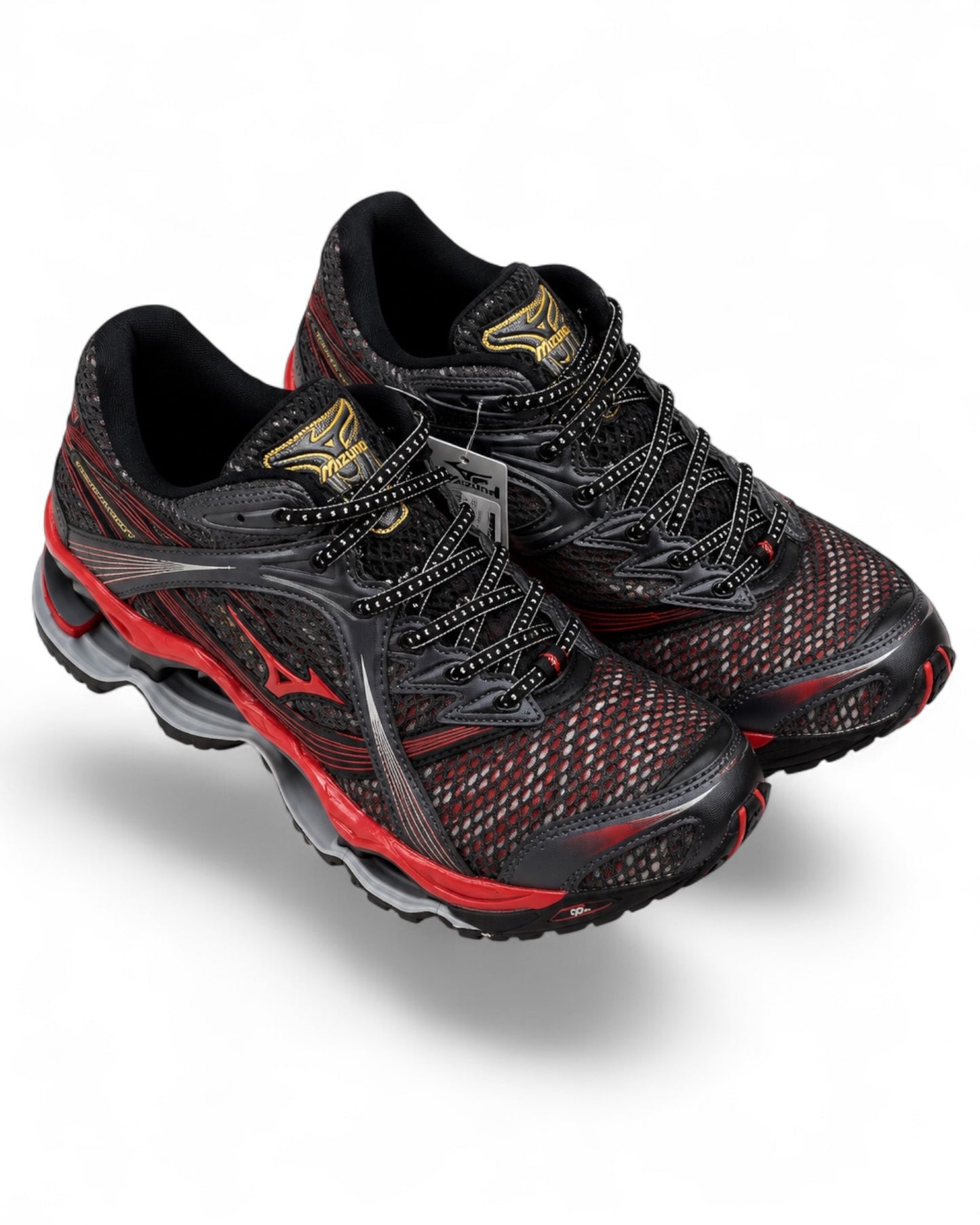 Mizuno Wave Prophecy 1 Harbor Mist Chinese Red Black D1GA265101 vue de dessus trois quarts