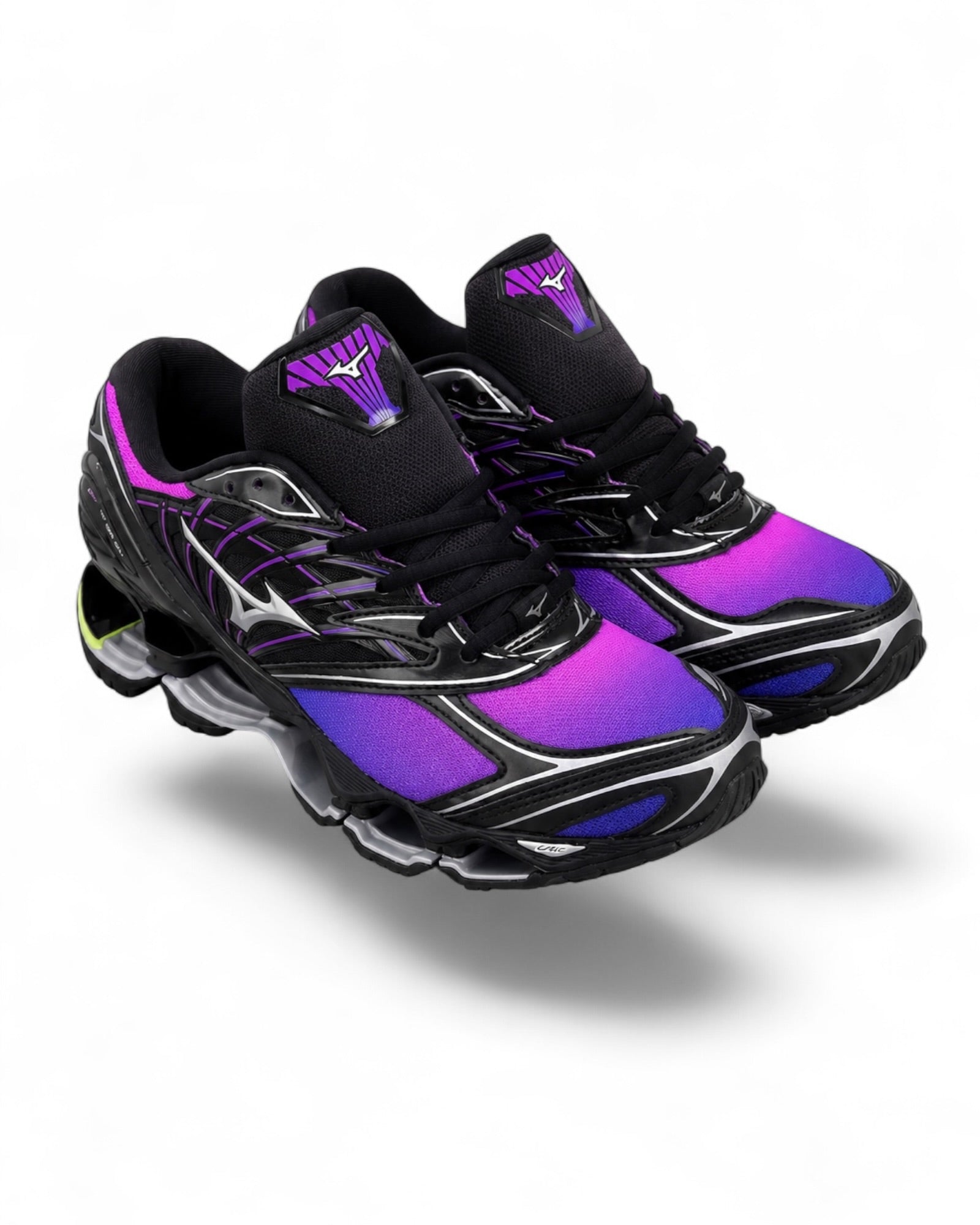 Mizuno Wave Prophecy LS Spring Crocus Silver Black D1GA260101 paire homme vue avant trois quarts