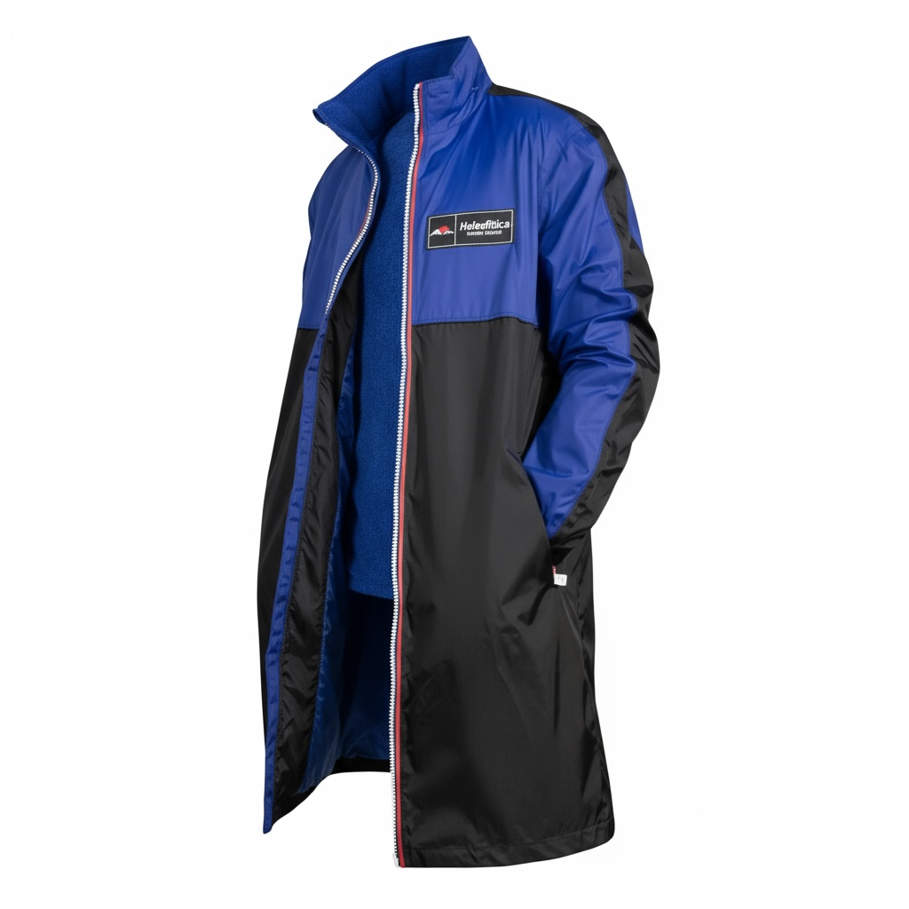 HELVETICA Mountain Pioneers – Veste imperméable NEUILLY (Black/Blue & Black/Red) | Capuche zippée dans le col, packable