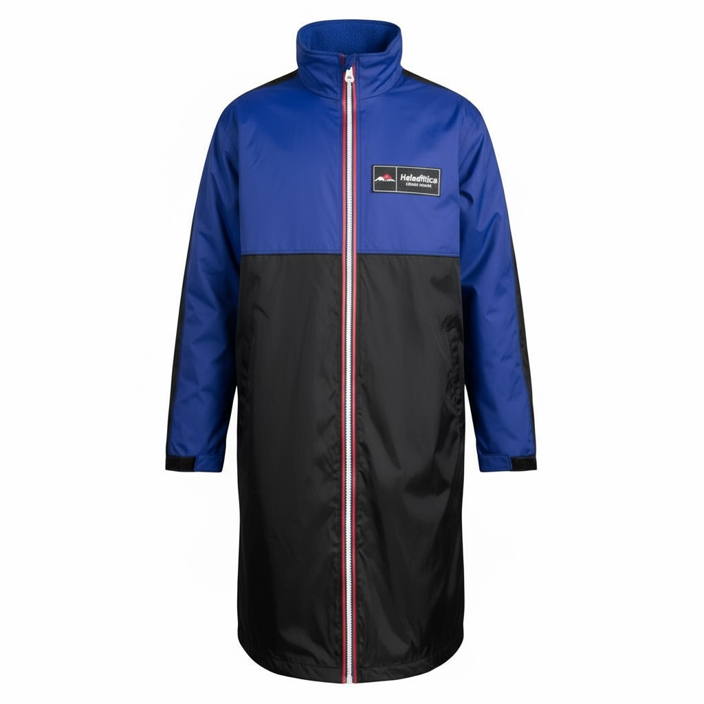 HELVETICA Mountain Pioneers – Veste imperméable NEUILLY (Black/Blue & Black/Red) | Capuche zippée dans le col, packable