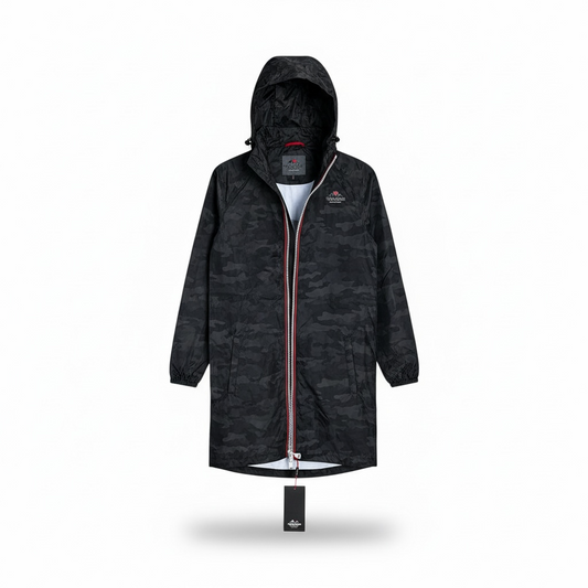 Veste Imperméable Longue Camo – Helvetica Passy (Coutures Thermo-Soudées)