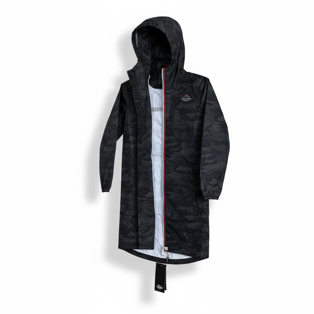 Veste Imperméable Longue Camo – Helvetica Passy (Coutures Thermo-Soudées)