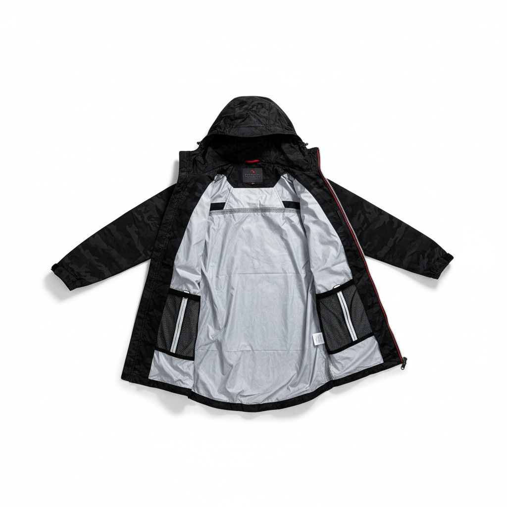 Veste Imperméable Longue Camo – Helvetica Passy (Coutures Thermo-Soudées)