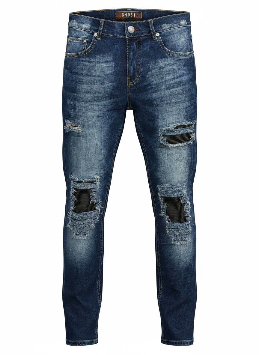 Jean Ghost Rebel Blue Destroy – Denim Stretch Homme