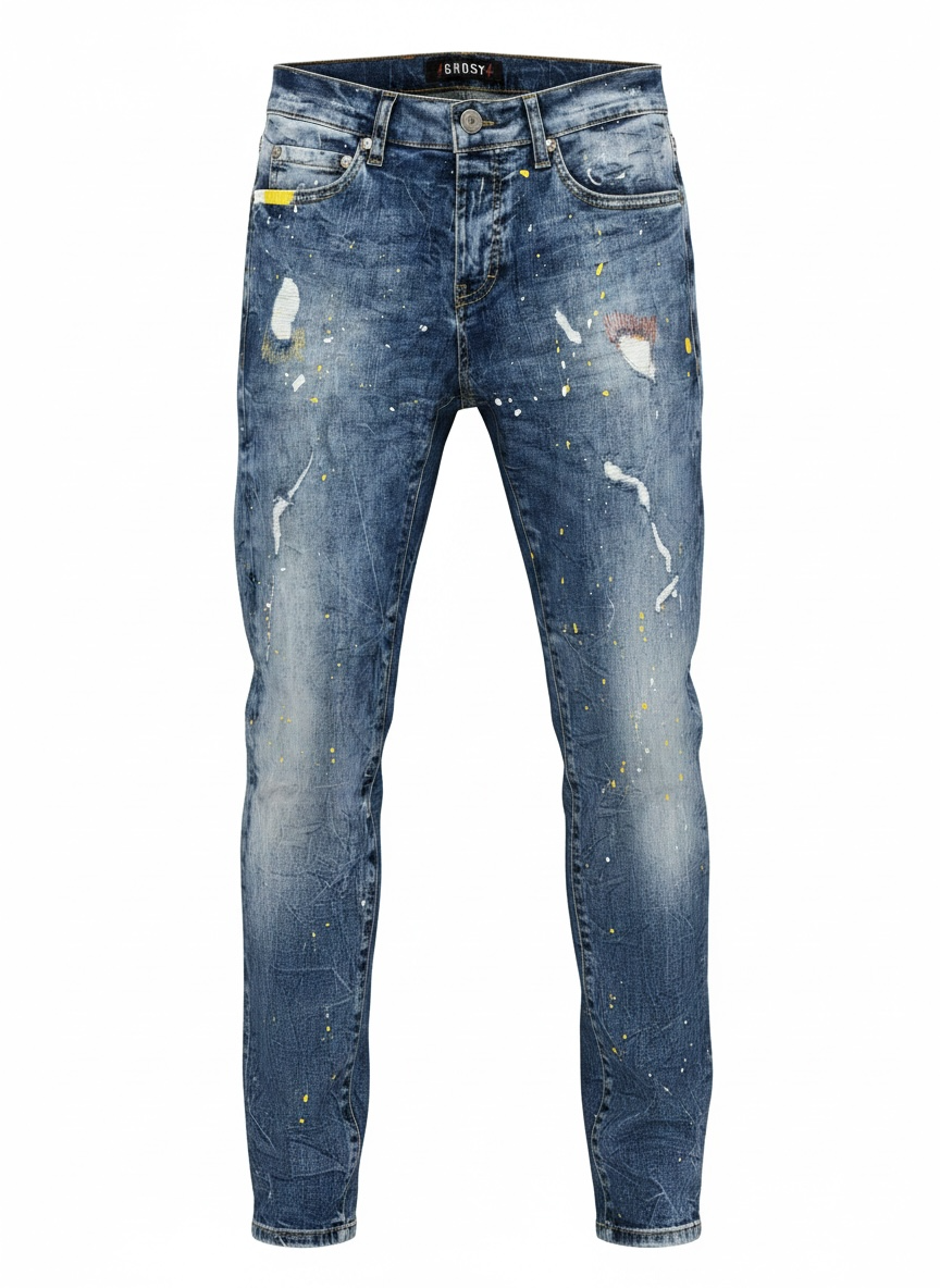 Jean Ghost Summer Blue Paint Destroy Homme – Denim Stretch Premium