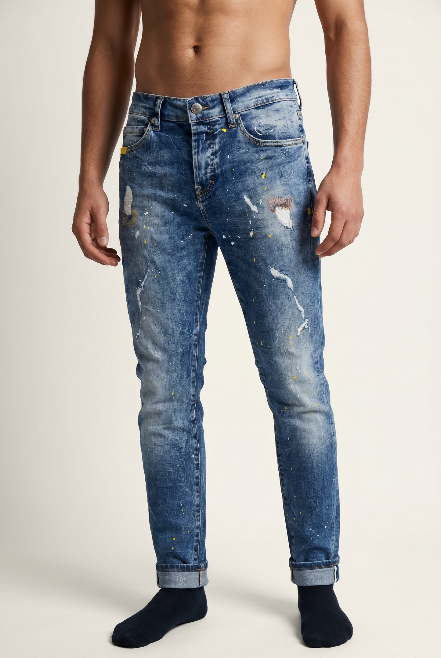 Jean Ghost Summer Blue Paint Destroy Homme – Denim Stretch Premium