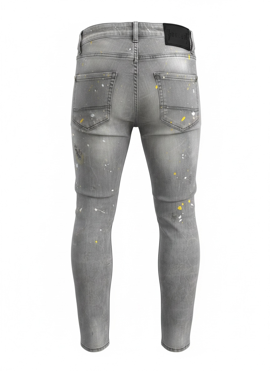 Jean Ghost Grey Paint Summer Homme – Denim Stretch Gris Destroy Premium