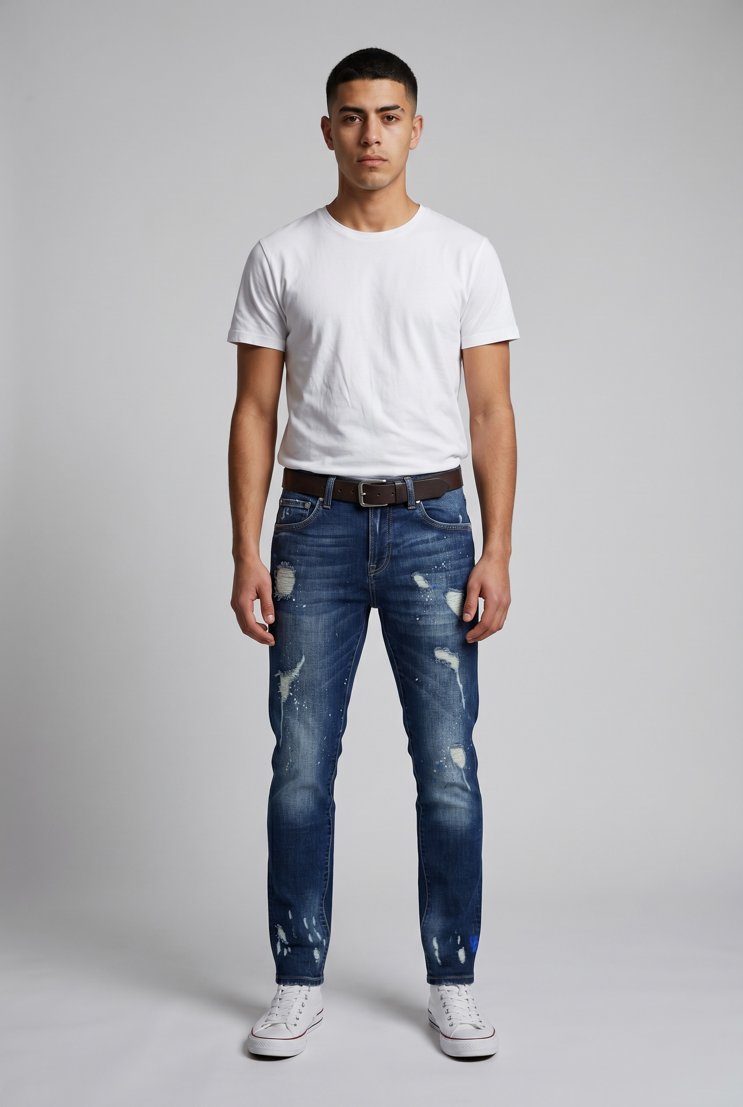 Jean Ghost Paint Blue Destroy Homme – Denim Bleu Premium Streetwear