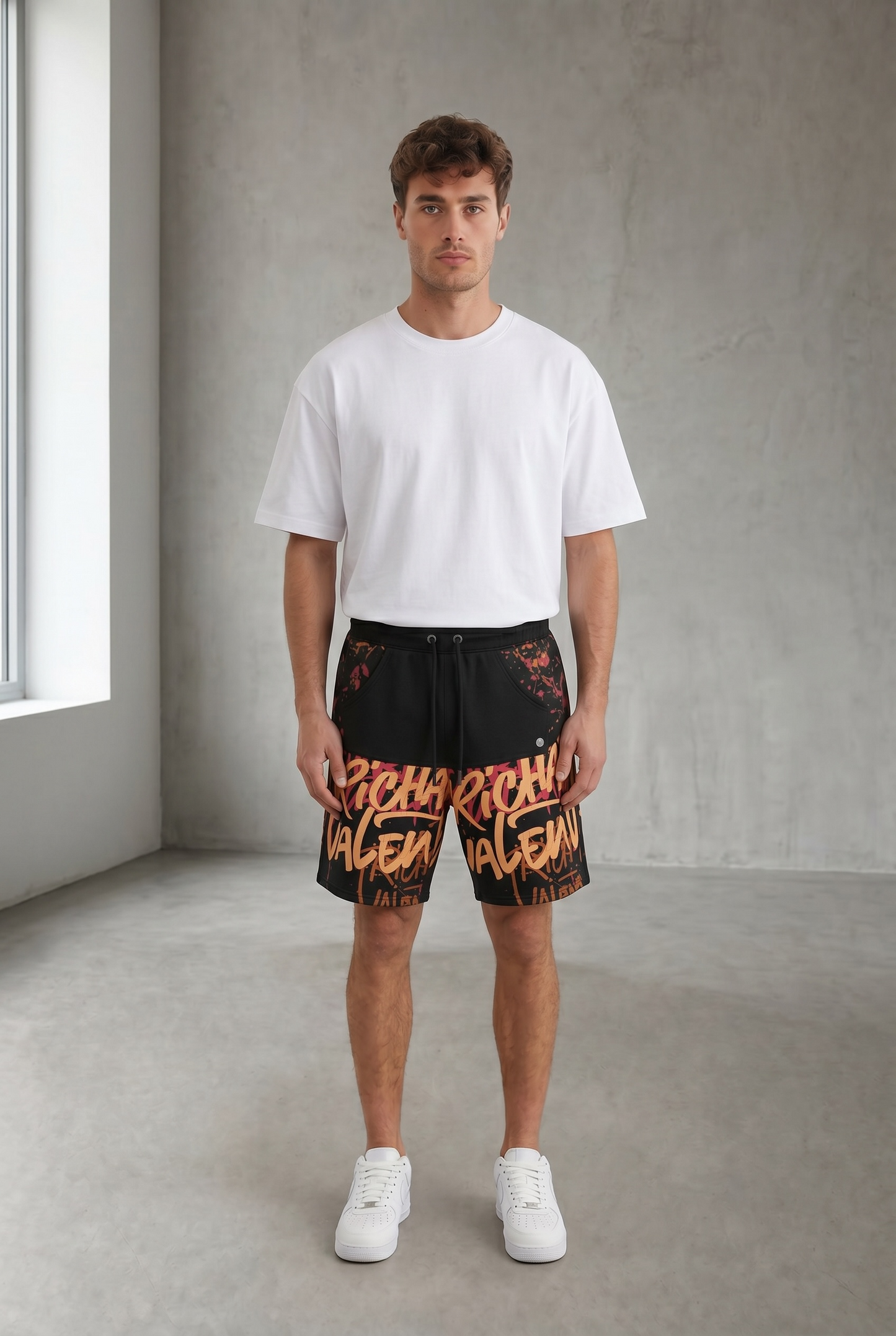 Short Richard Valentine Shadenail Noir Graffiti Homme – Coton Premium Made in Italy