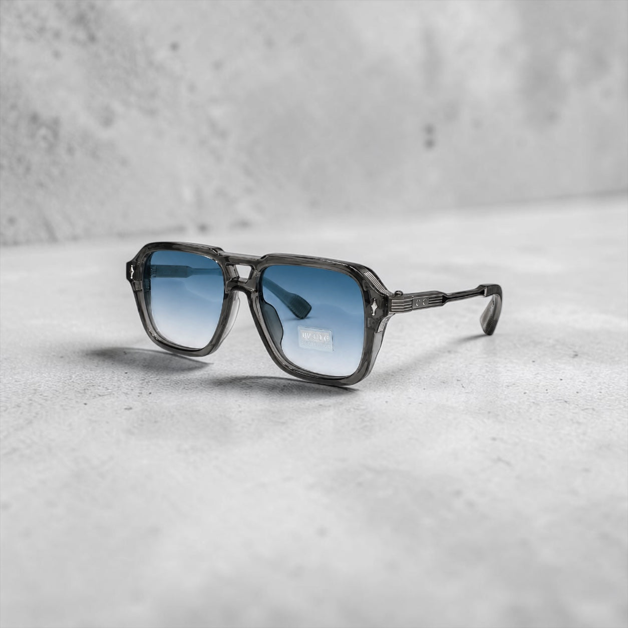 Lunettes de Soleil Smoke Grey Ice Blue UV400 | Monture Transparente Fumée