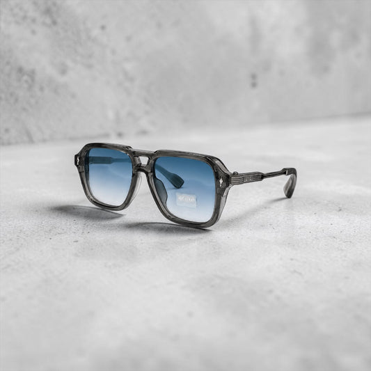 Lunettes de Soleil Smoke Grey Ice Blue UV400 | Monture Transparente Fumée