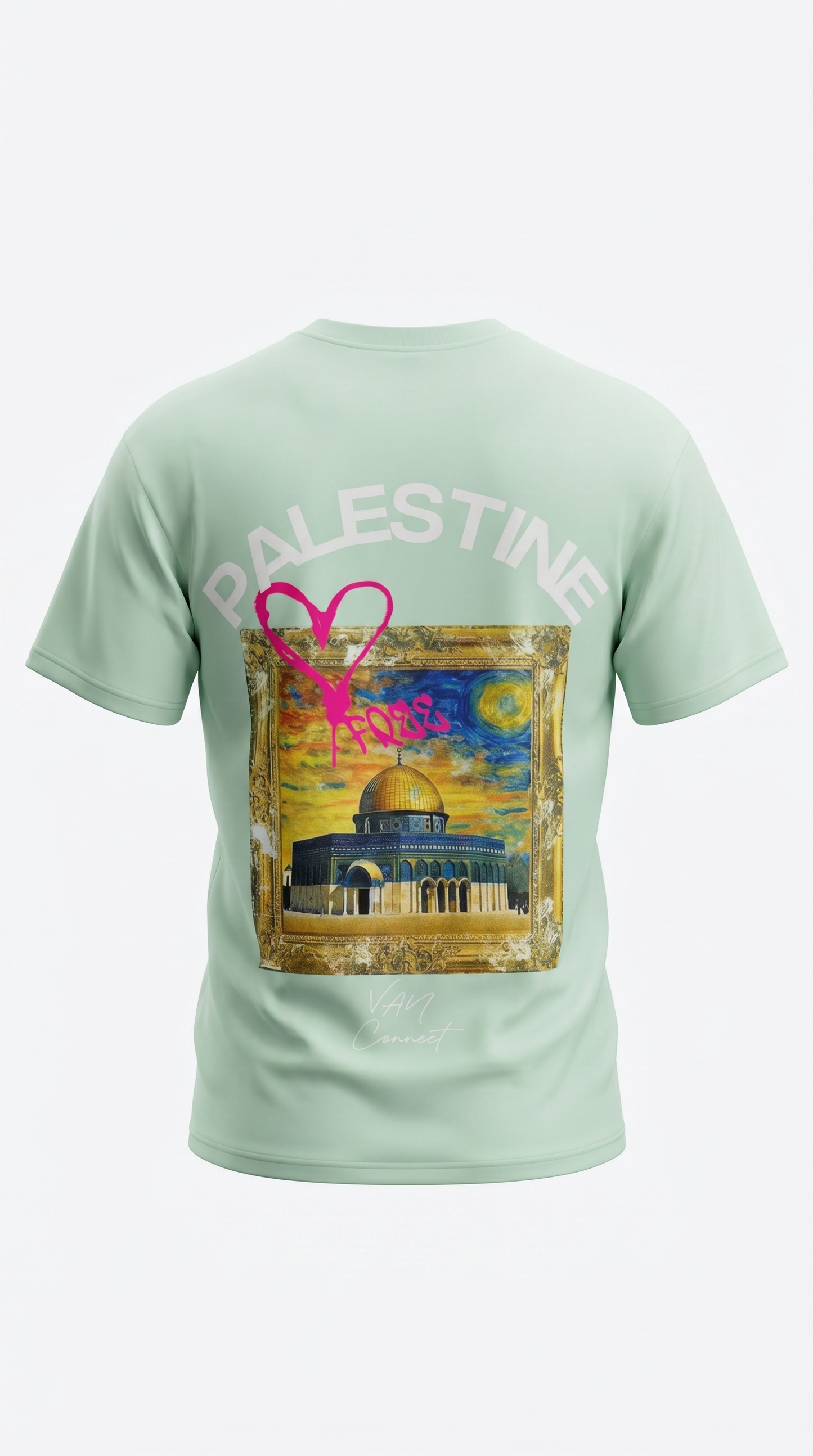 T-shirt Palestine Connect Studio Paris Vert Menthe – Dôme du Rocher Art Premium