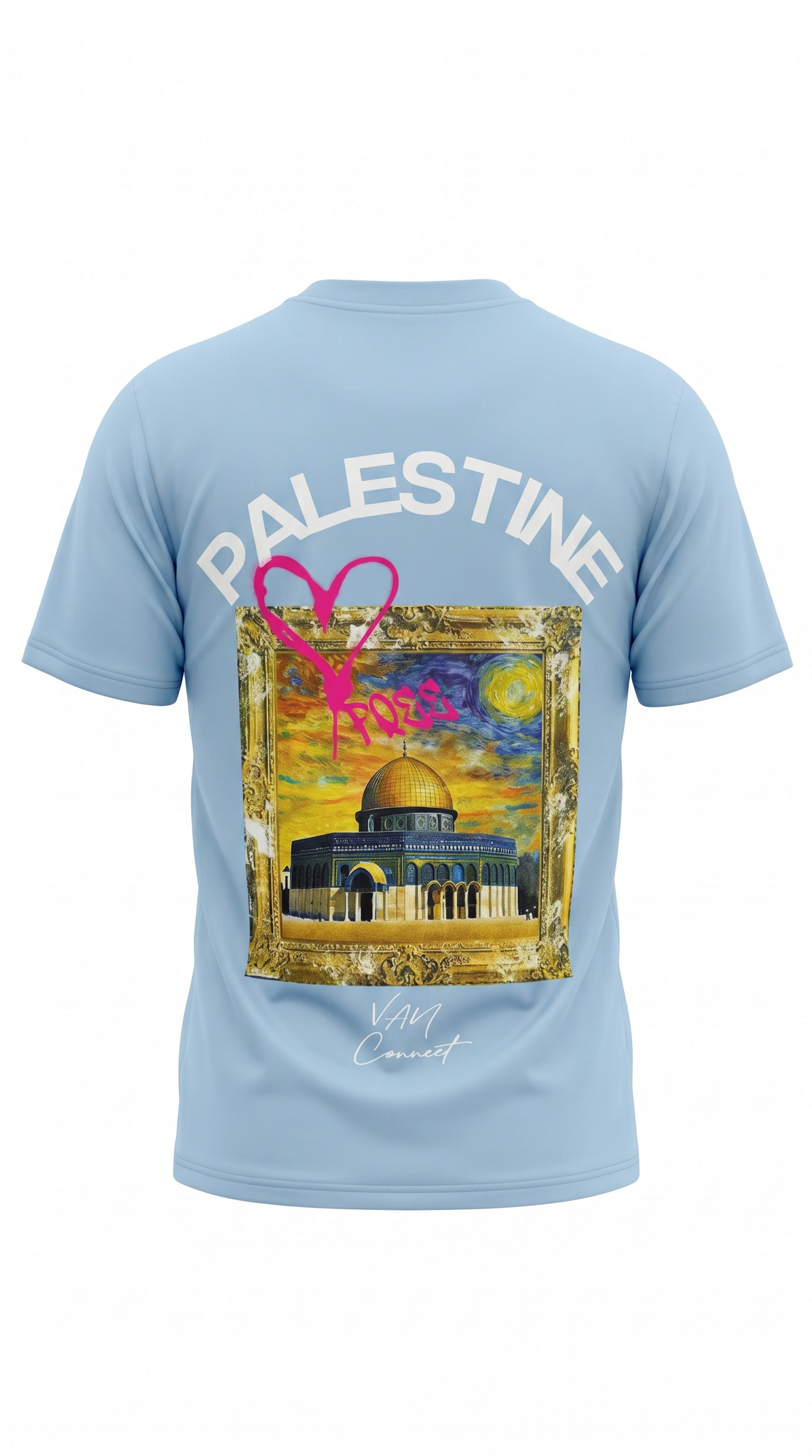 T-shirt Palestine Connect Studio Paris Bleu Ciel – Dôme du Rocher Art Premium