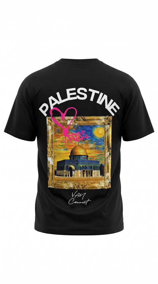 T-shirt Palestine Connect Studio Paris Noir – Dôme du Rocher Art Premium
