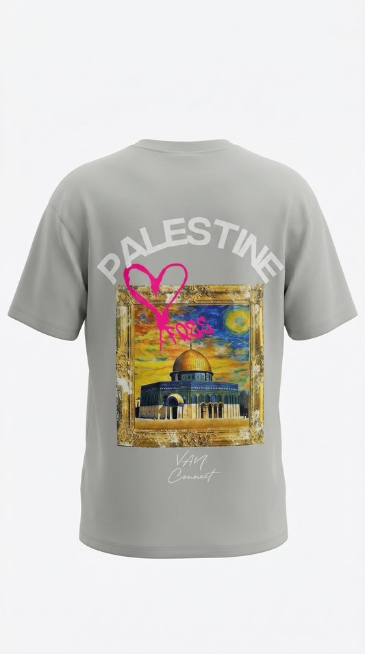 T-shirt Palestine Connect Studio Paris Gris  – Dôme du Rocher Art Premium