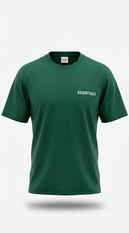 T-Shirt ESSENTIALS Vert Émeraude Oversize Premium Homme