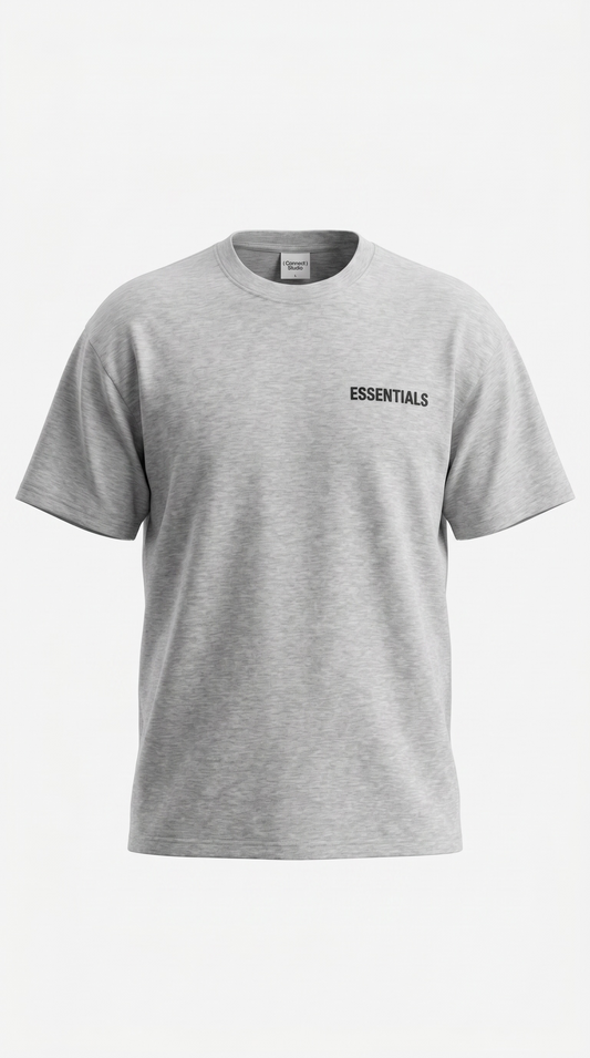 T-Shirt ESSENTIALS Gris Chiné Clair Oversize Premium Homme